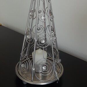 Silver Metal Christmas Tree Candle Holder